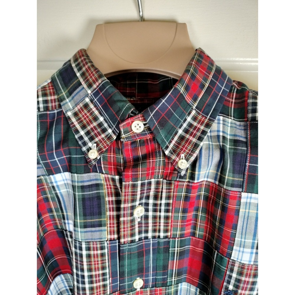 Vintage Polo Ralph Lauren Patchwork Plaid Button Down Shirt Men's Medium - Picture 9 of 14